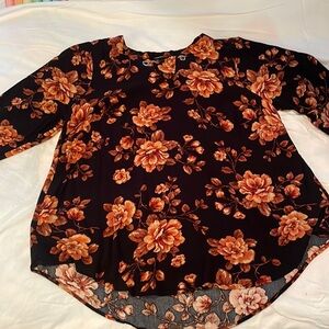 Torrid Harper Blouse Black with Floral Pattern